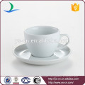 Three size white porcelain tea cup saucer for Europe custom logo